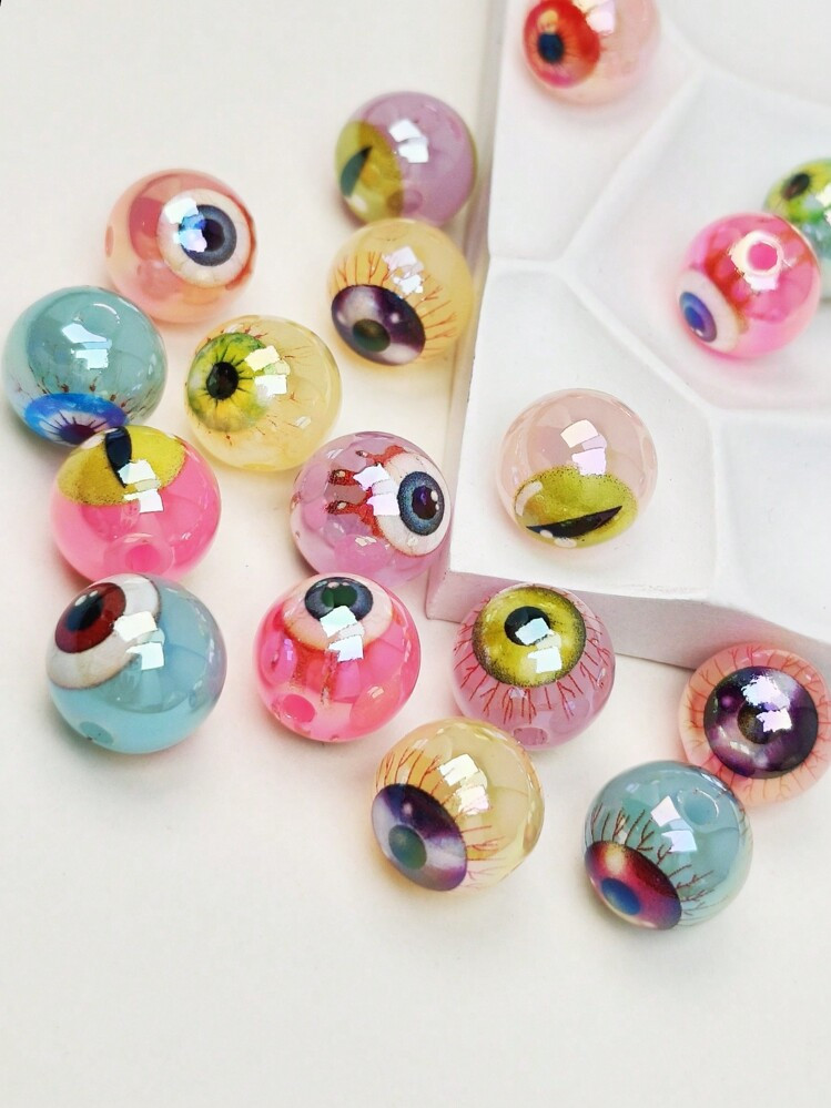 10pcs 15mm Multicolor Double-Sided Eyeball Beads, Random Pattern Eye Beads For DIY Jewelry Making... | SHEIN