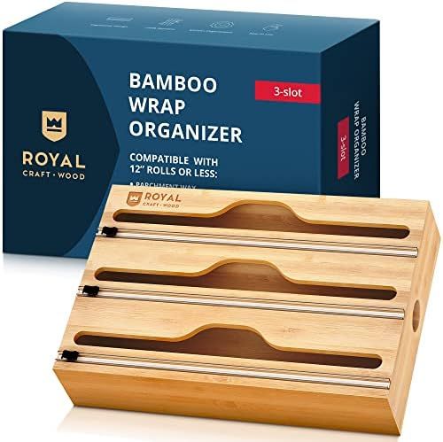 ROYAL CRAFT WOOD Bamboo Kitchen Foil and Plastic Wrap Organizer for Drawer - Plastic & Aluminum W... | Amazon (US)