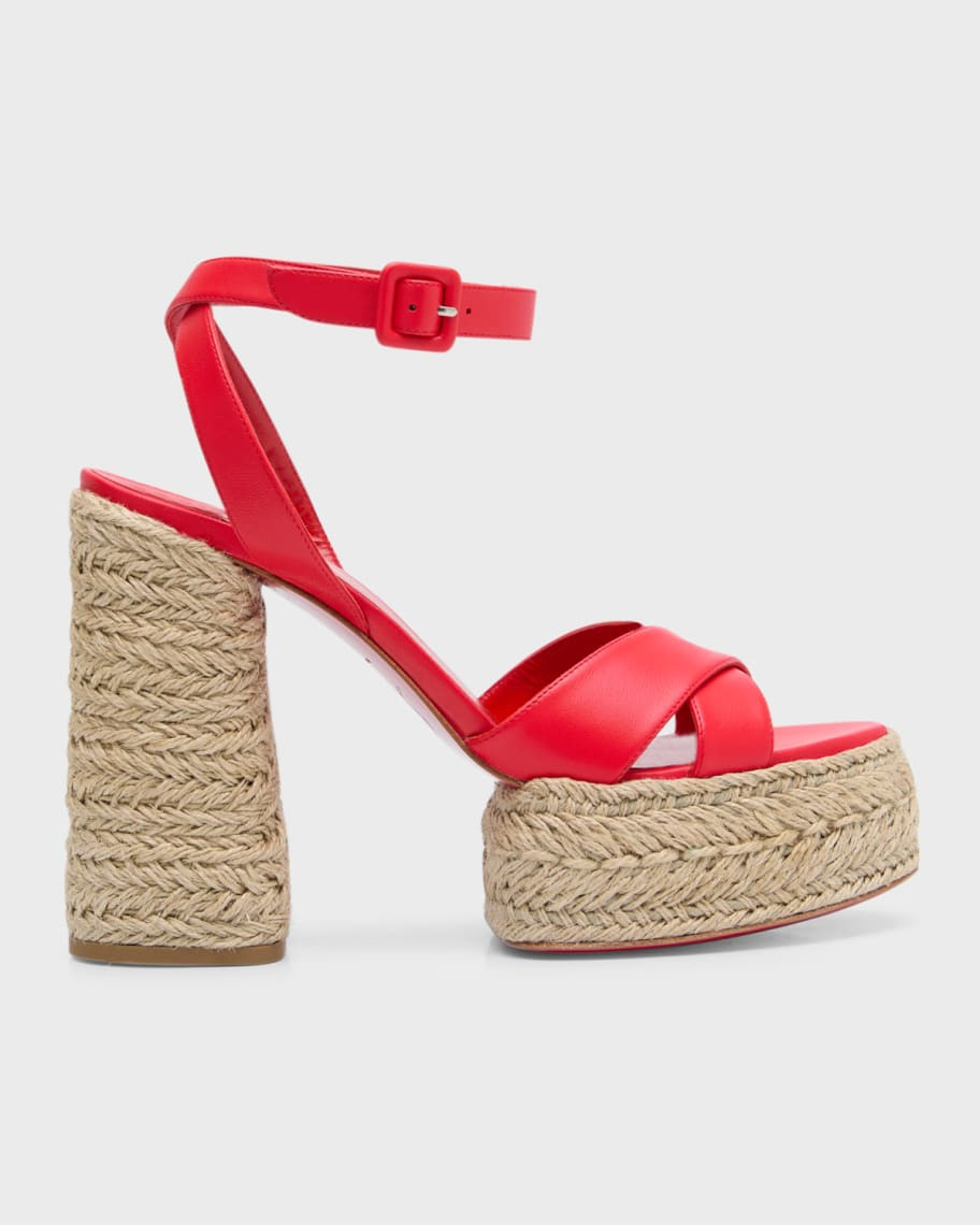 Christian Louboutin Super Mariza Red Sole Leather Espadrille Sandals | Neiman Marcus