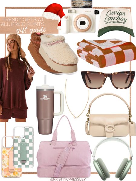 Trendy gift gift guide. Trendy gifts. Stanley Tumblr. Vairo gifts. Fashion gifts. UGG. Slippers. Cozy gift. Throw blanket. Polaroid camera. Trucker hat. Shoulder bag. Weekender bag. Phone case. The phones. Take it. Home gift. Travel gift. Cozy gift. Free people. Easy gift. Must haves.

#LTKstyletip #LTKGiftGuide #LTKHoliday