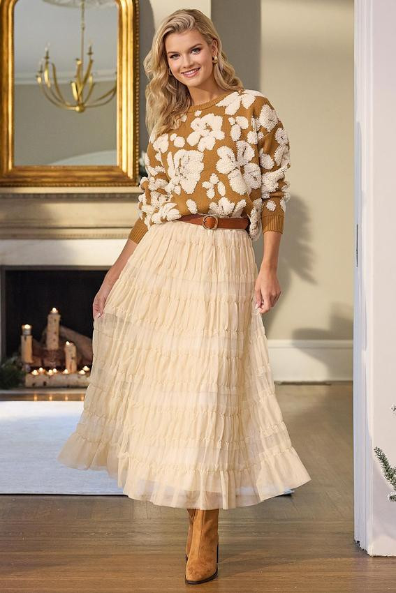 Frosted Ruffled Mesh Skirt | Cato Fashions