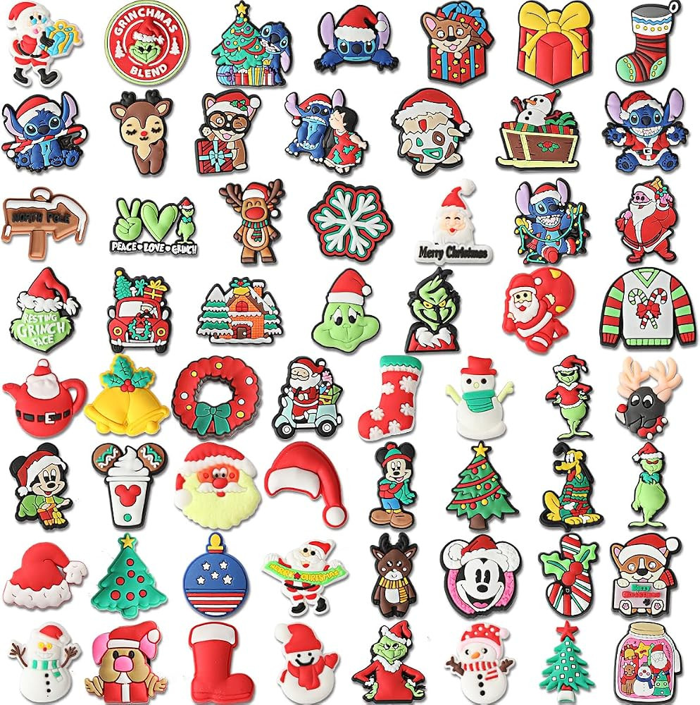 30 60Pcs Christmas Shoe Charms for Shoes,Santa Claus Deer Snowman Christmas Tree Cartoon Shoe Cha... | Amazon (US)