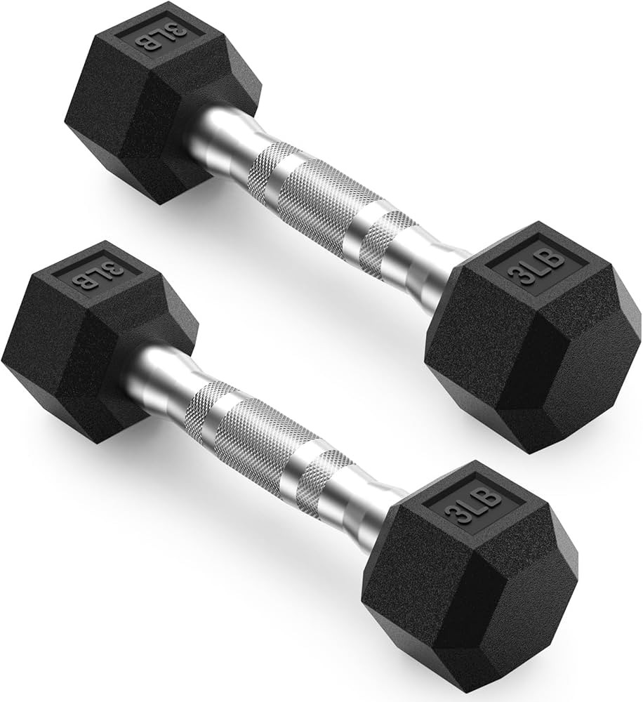 PAPABABE HEX Dumbbell Set 2.5-125lb, Rubber Encased Home Gym Dumbbells, Exercise & Fitness Weight... | Amazon (US)