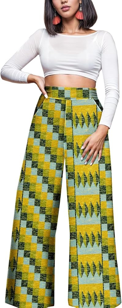 SEA&ALP Casual African Print Pants for Women Wide Leg Ankara Trousers Loose Kente Dashiki Pants B... | Amazon (US)