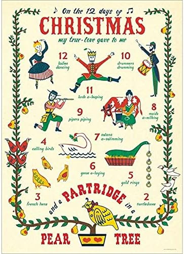 Cavallini & Co. Decorative Paper Sheet, 12 Day of Christmas, 20 x 28 Inch Italian Archival Paper ... | Amazon (US)