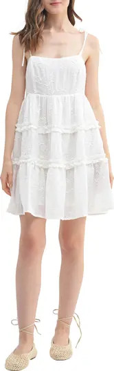 Embroidered Tiered Minidress | Nordstrom