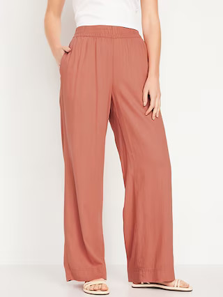 High-Waisted Linen-Blend Wide-Leg Pants for Women | Old Navy (US)