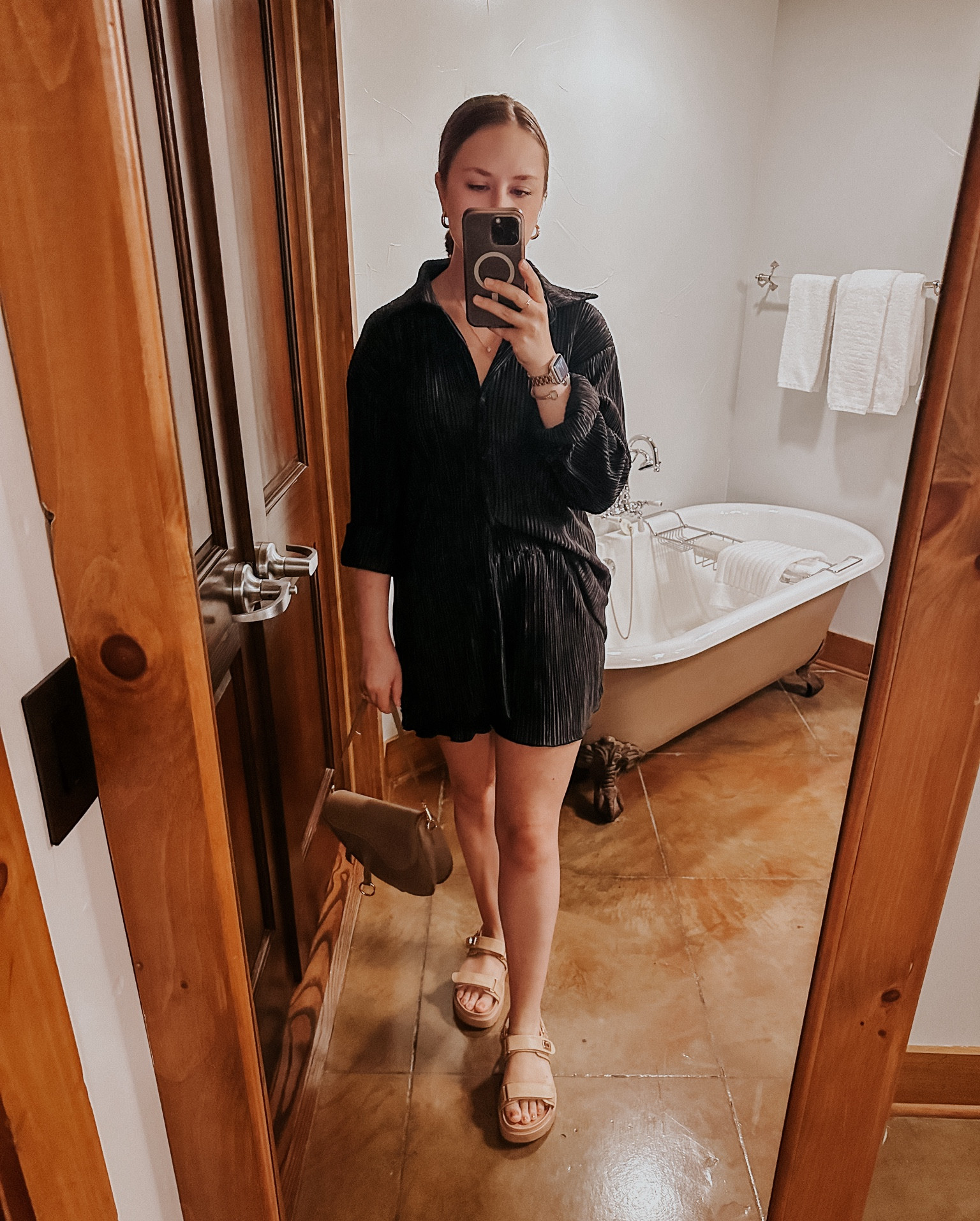 Black two piece lounge set that can be dressed up or down from Amazon! Also loving these tan platform sandals and tan bag that can be a crossbody or a regular bag  

#LTKSummerSales #LTKItBag #LTKShoeCrush