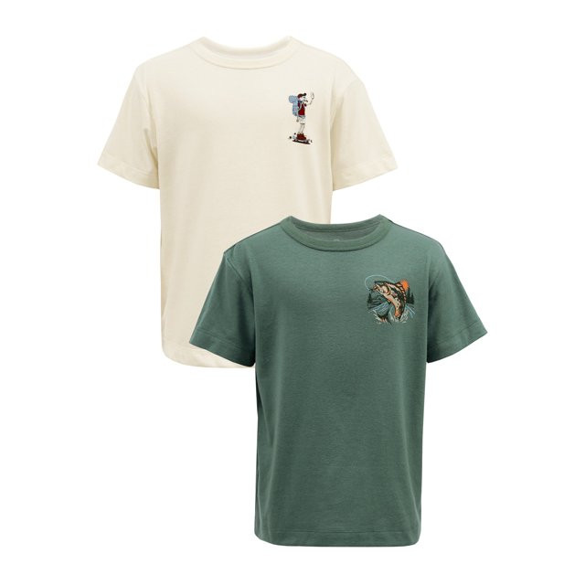 Wonder Nation Boys Short Sleeve Elevated Graphic T-Shirt, 2-Pack, Sizes 4-18 & Husky | Walmart (US)