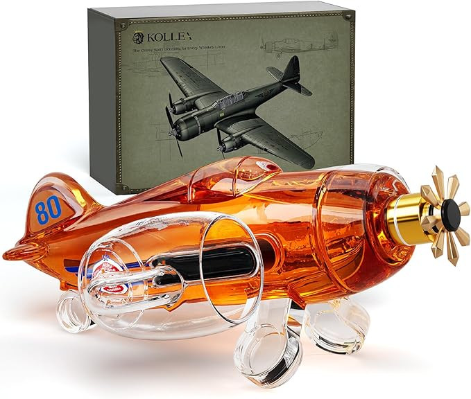 Kollea Gifts for Men Dad, Fighter Aircraft Whiskey Decanter Set with 2 Detachable Glasses, Gag Bi... | Amazon (US)