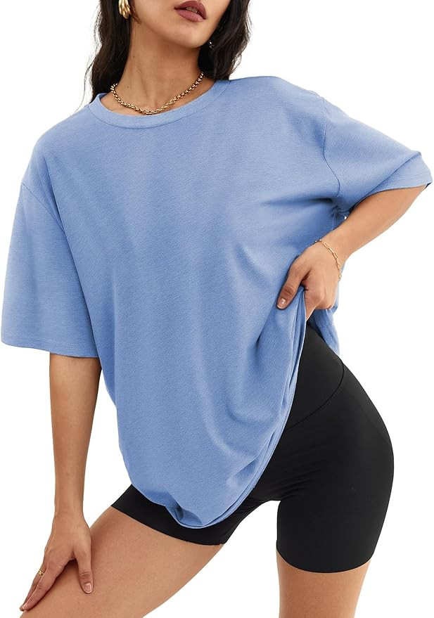 ATHMILE Womens Oversized T Shirts Casual Tee Workout Tops Gym Clothes Summer Loose Fit Short Slee... | Amazon (US)