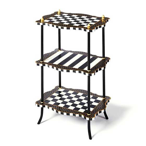 Black & White Check and Stripe 3 Tier Table | MacKenzie-Childs