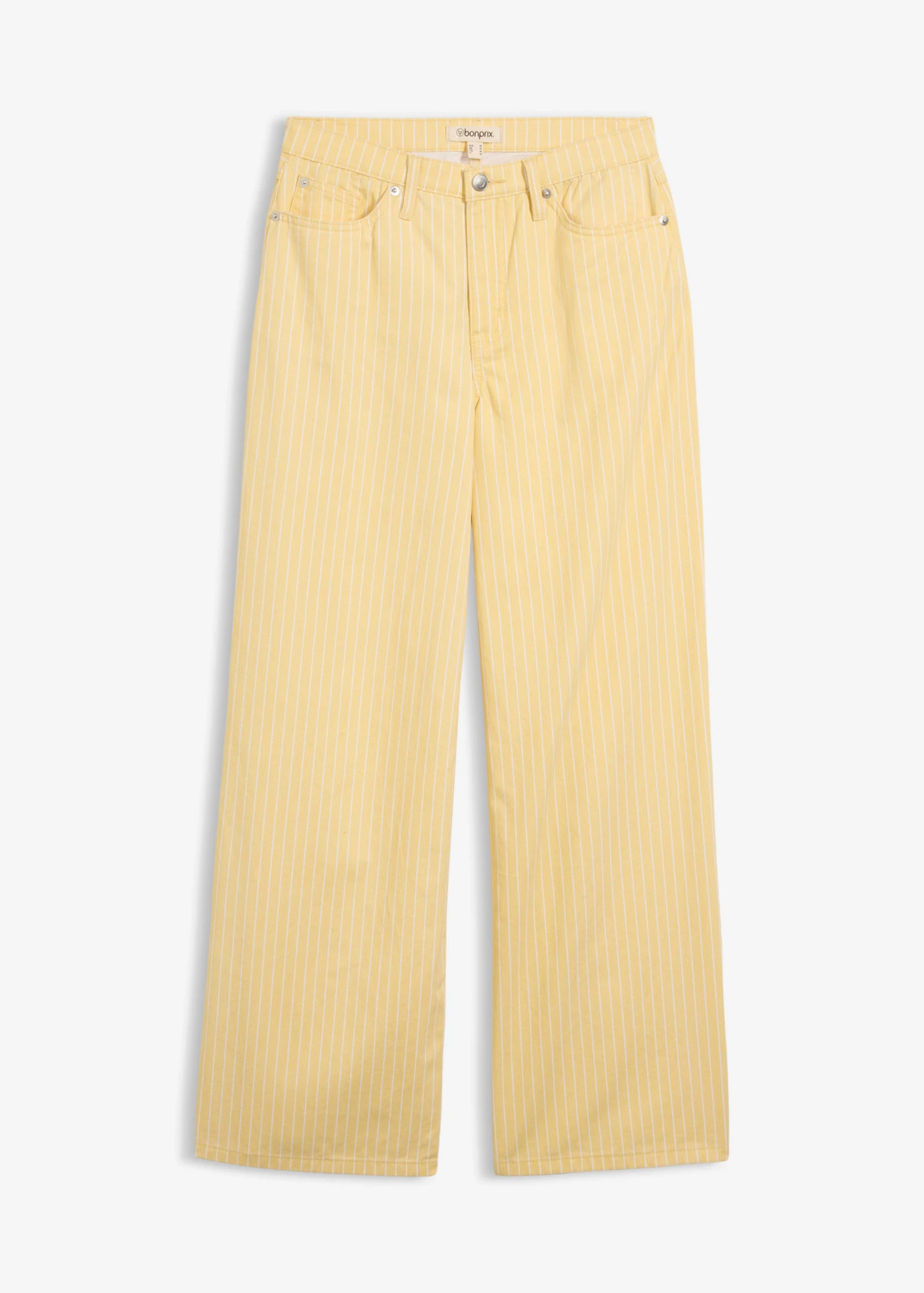 Twill broek van katoen lichtgeel gestreept | Bonprix NL