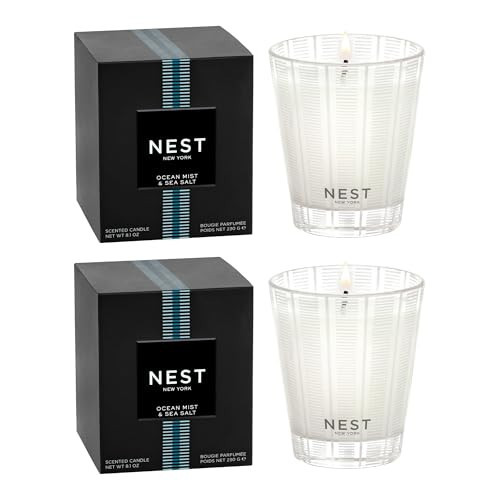 NEST New York Scented Classic Candle Duo, Ocean Mist & Sea Salt - 8.1 oz, Pack of 2 - Up to 60-Hour Burn Time Each - Reusable Glass Vessel | Amazon (US)