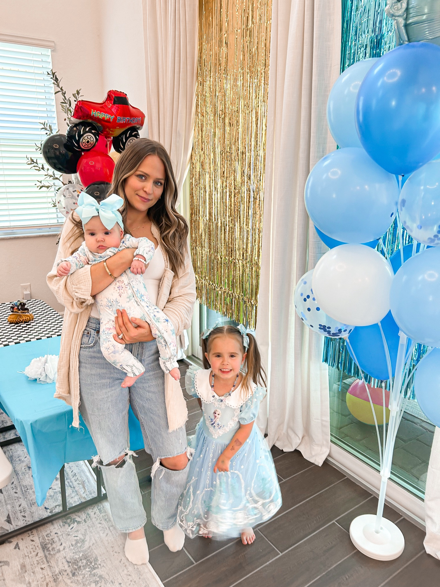 Party items we have & use often for parties plus our joint bday party simple decor 🚚❄️