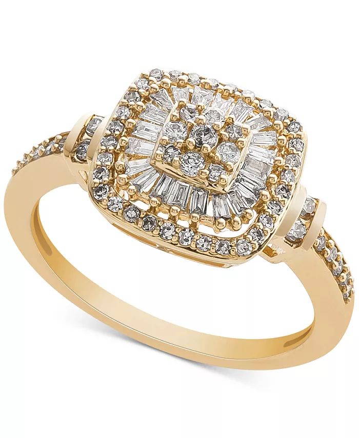 Macy's Diamond Vintage-Inspired Ring (1/2 ct. t.w.) in 14k White, Yellow or Rose Gold  & Reviews ... | Macys (US)