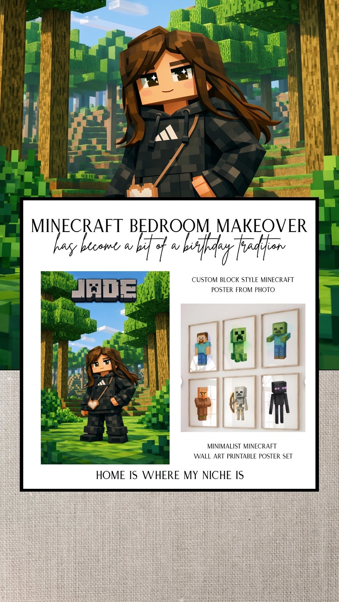 G I F T / an annual birthday bedroom refresh has become a bit of a tradition. This year I won’t be going too crazy since the obsessions seem to change each year. I’ll just be swapping out the super hero & penguin prints for these Minecraft ones. 

Obsessed with the personalized one. I provided a photo & they created this unique block-style poster. Love it & so will she!

#LTKkids #LTKcanada #LTKhome