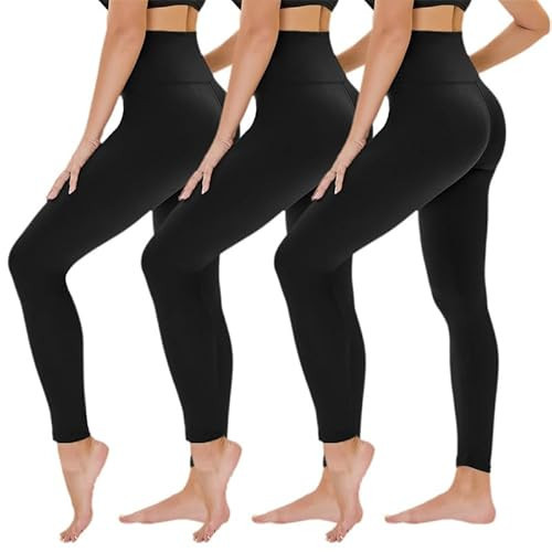 TNNZEET 3er Pack Leggings Damen High Waist Schwarz Leggins Blickdicht für Sport Gym(Schwarz/Schwarz/Schwarz,XXL) | Amazon (DE)
