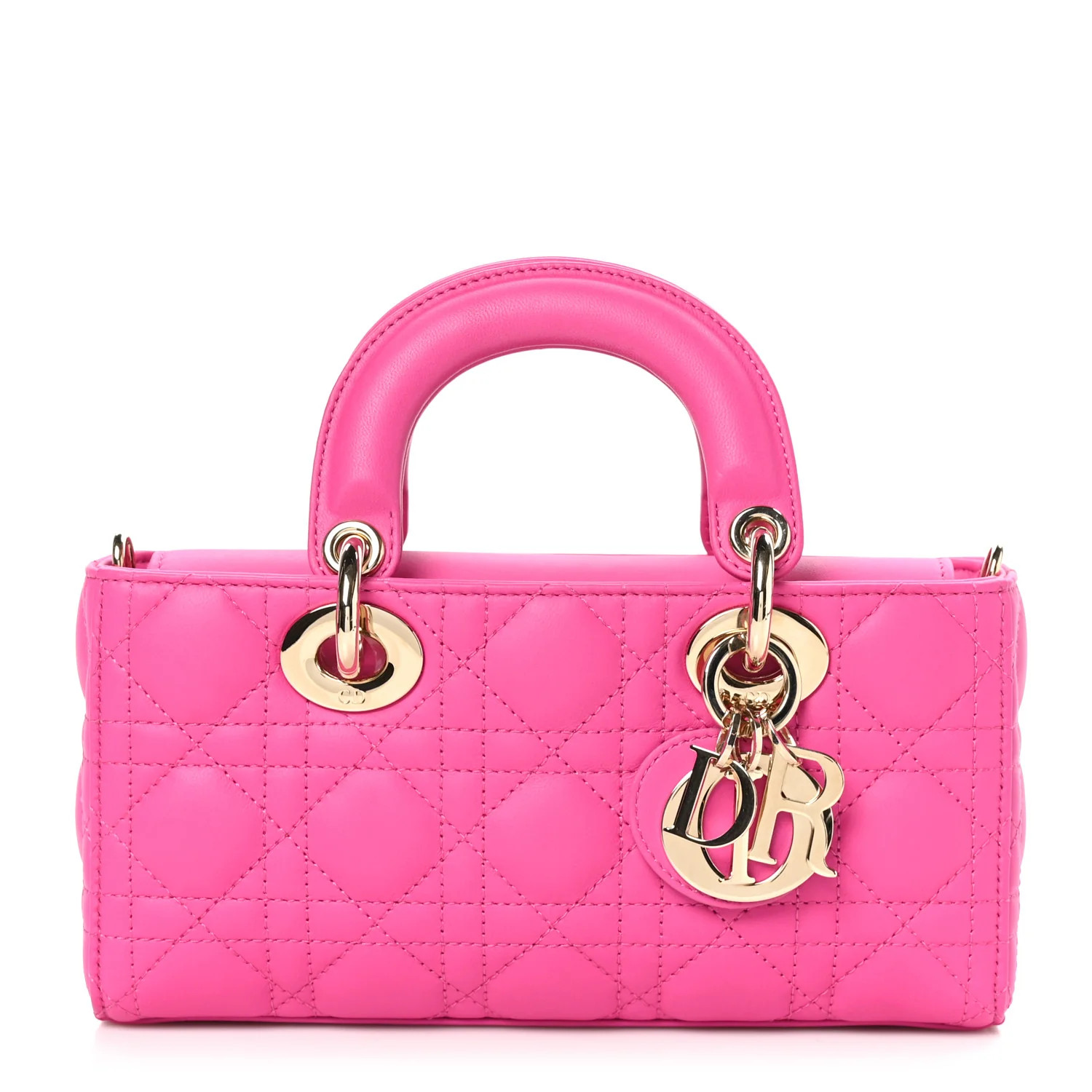 Lambskin Cannage Small Lady D-Joy Fuchsia | FASHIONPHILE (US)