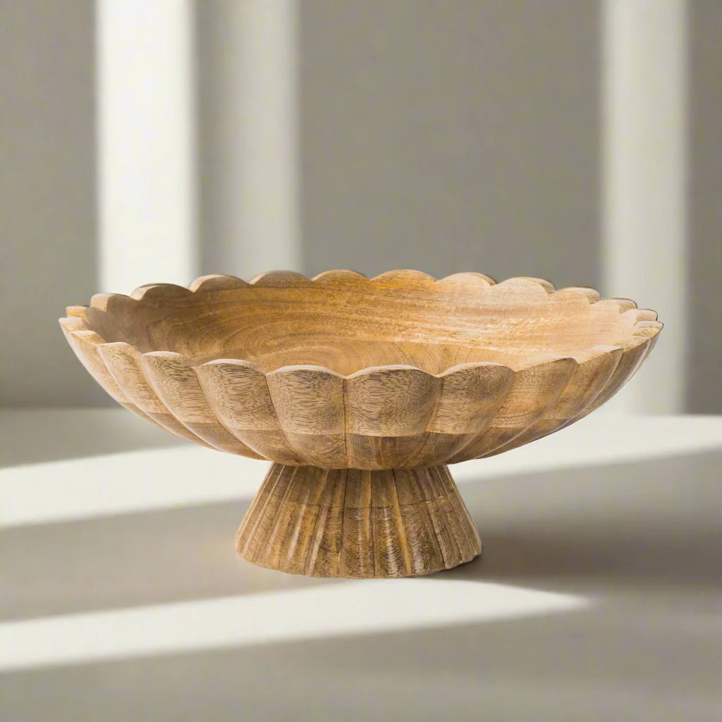 Fluted Pedestal Bowl - Natural | Cove Home