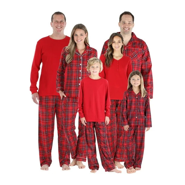 SleepytimePjs Christmas Family Matching Red Plaid Flannel Pajama Sets - Walmart.com | Walmart (US)