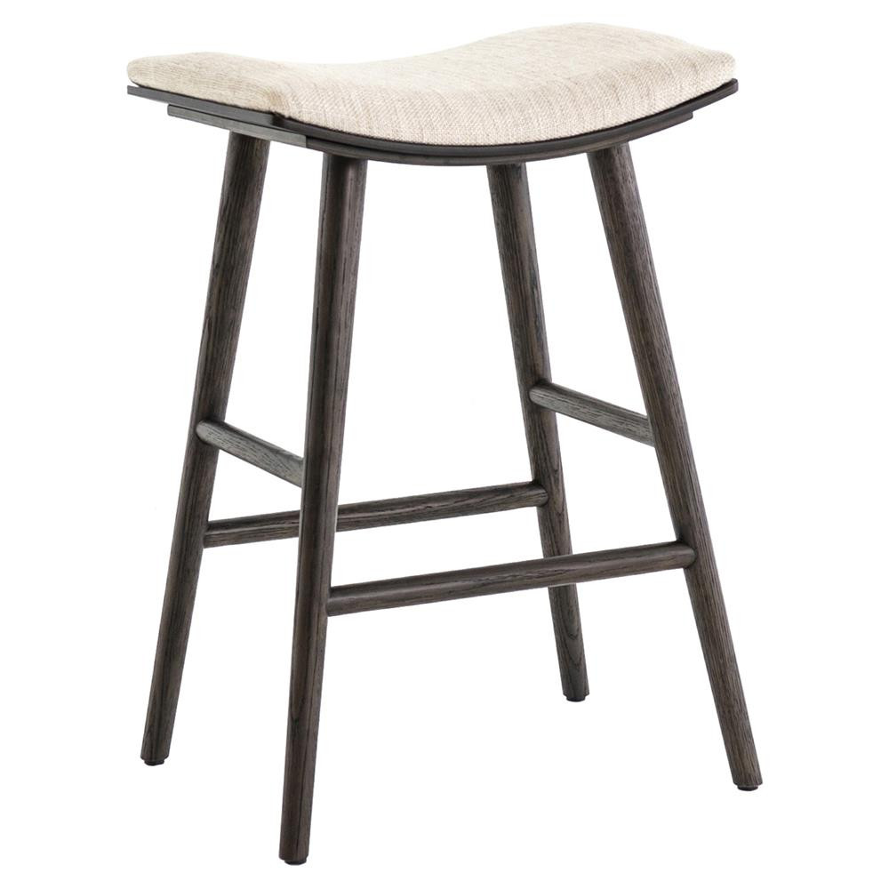 Shiela Modern Beige Canvas Upholstered Seat Black Wood Leg Counter Stool | Kathy Kuo Home