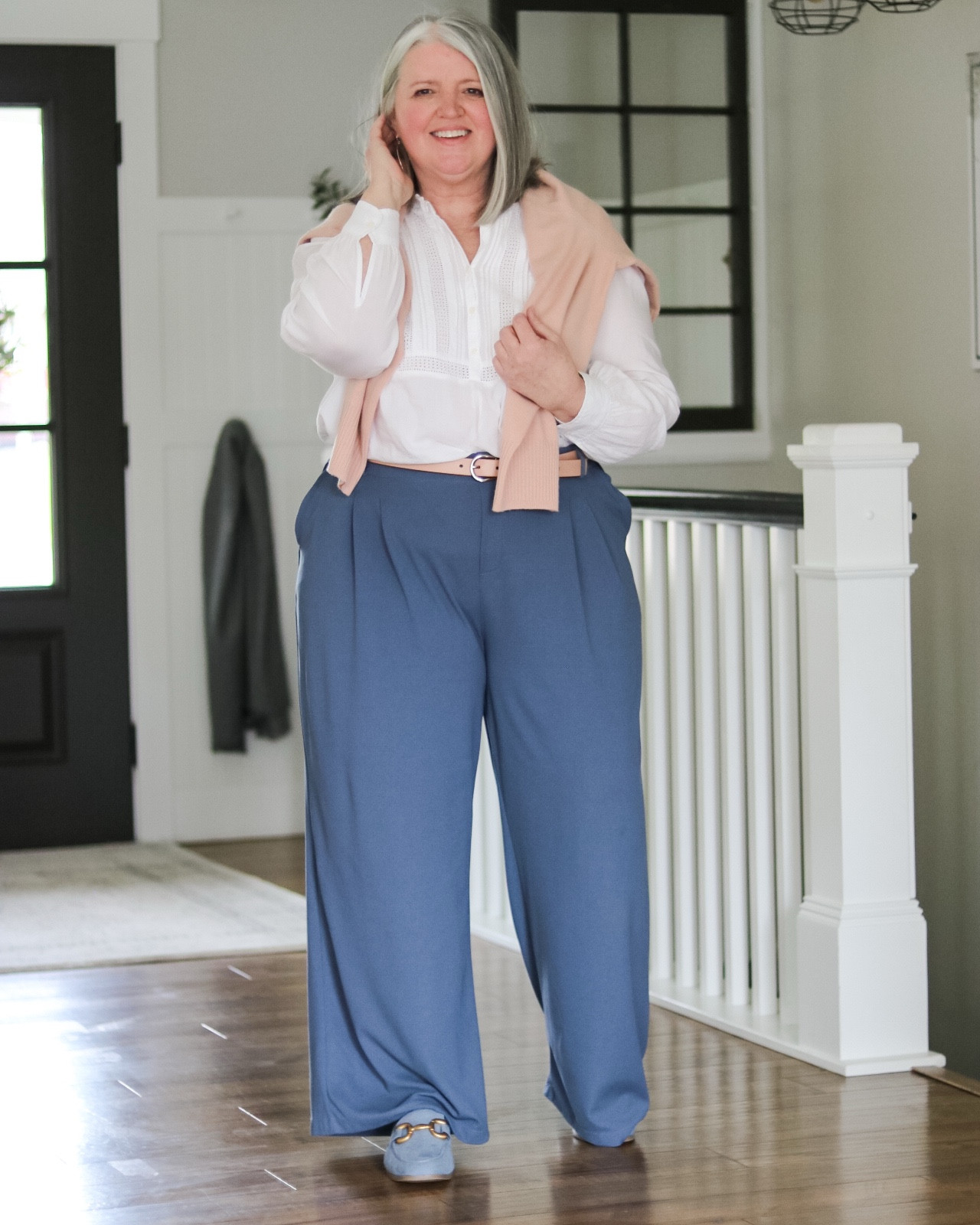 These pants are such an easy and comfortable base for outfit building. 
Style tip to look more pulled together:  use the sandwich method and use match at beast two similar colors/tones in your outfit - shoes + belt; sweater + belt; top + shoes…. 
Shopped my closet for this Plus-size what I wore to church outfit. 

Pants - 1X || Blouse -old || Sweater - Old || Shoes TTS || Belt - Old 

Measurements for size reference:
5’5” || Bust 46” || Waist 40” || Hip 51” 

#LTKOver40 #LTKPlusSize #LTKMidsize