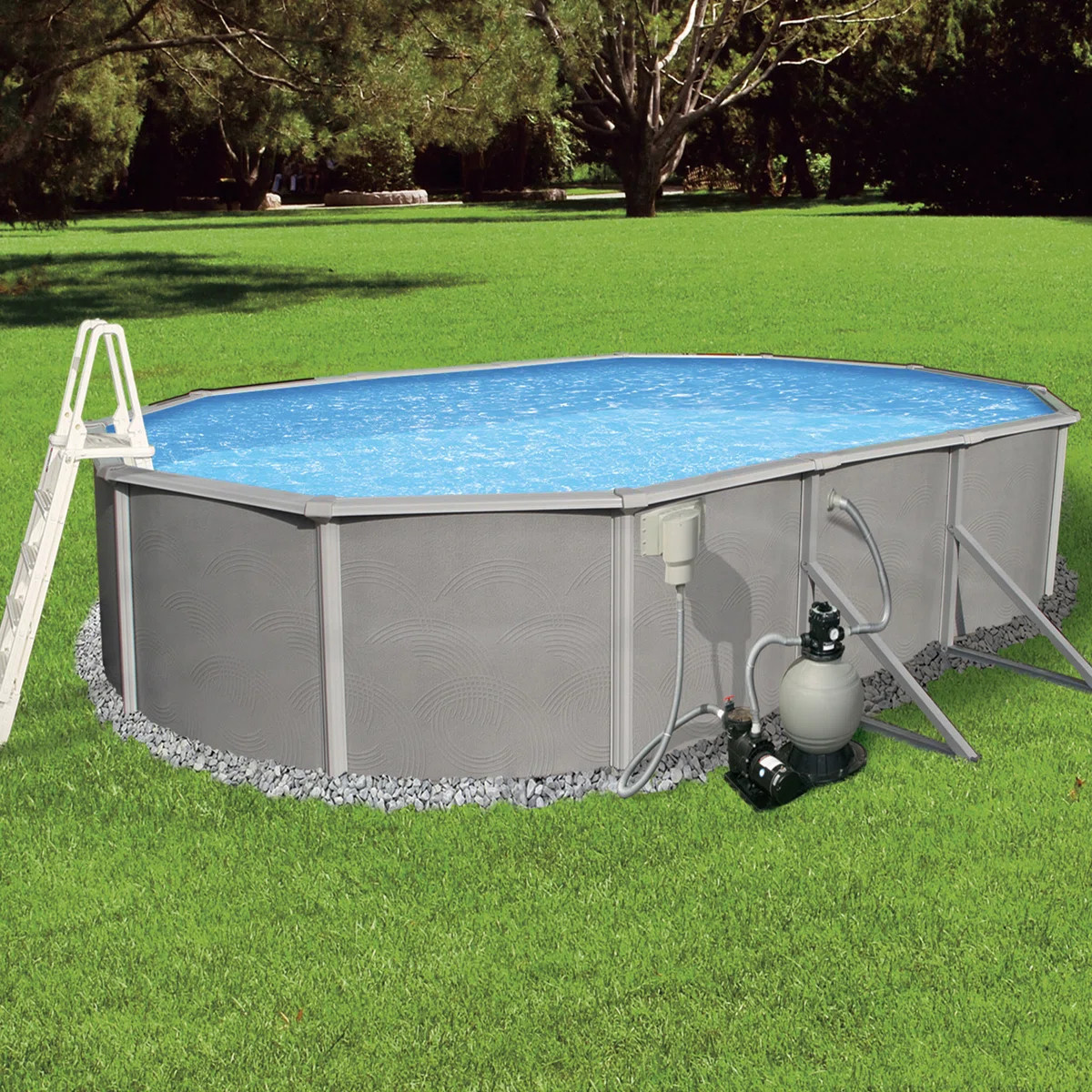 Steel Oval Hard Sided Pool 52'' H x W x L , with Pump Included | Wayfair North America