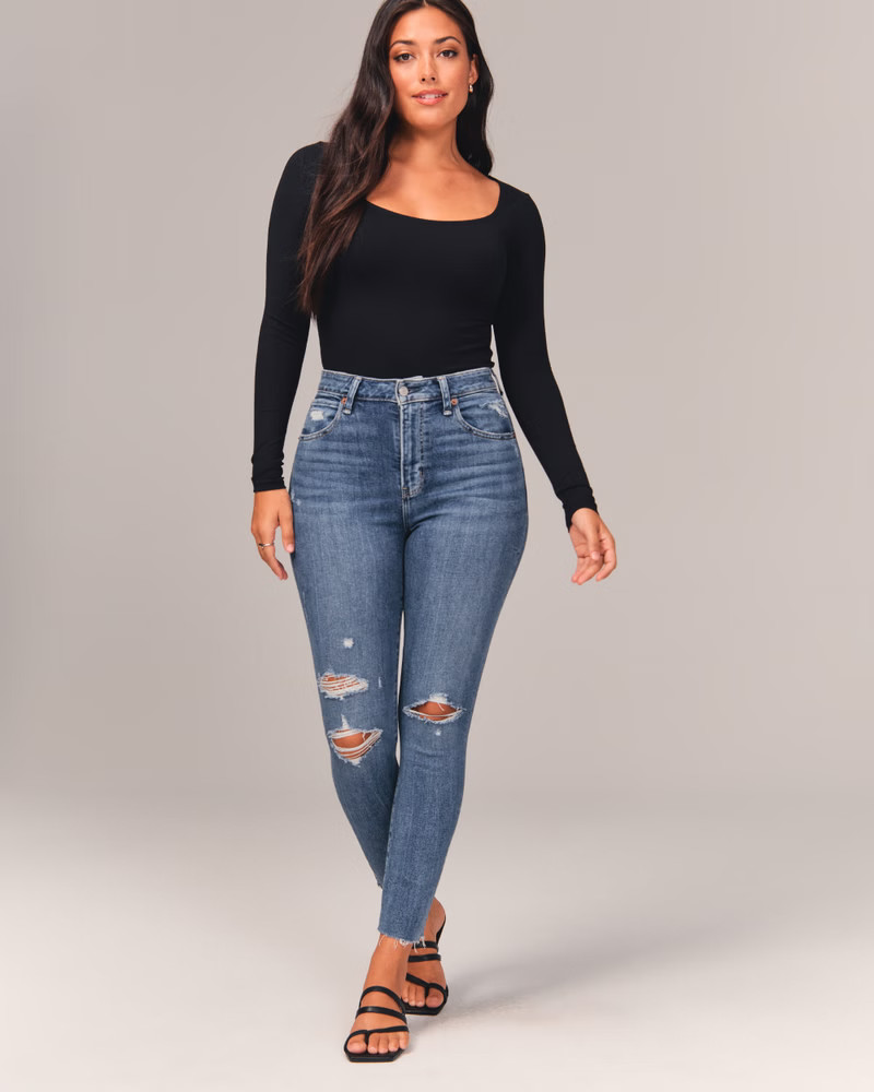 Women's Curve Love High Rise Super Skinny Ankle Jean | Women's Clearance | Abercrombie.com | Abercrombie & Fitch (US)