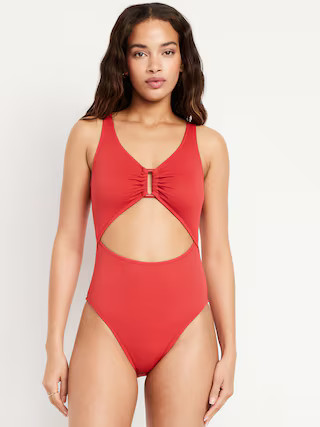 Textured One-Piece Cut-Out Swimsuit | Old Navy (US)