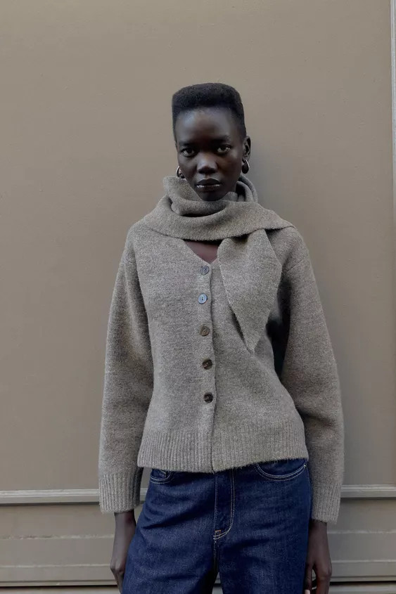 SCARF KNIT CARDIGAN | Zara US