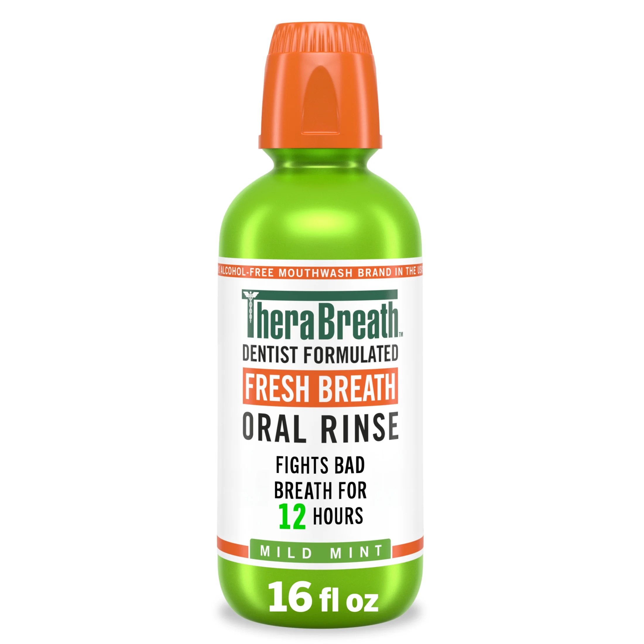 TheraBreath Fresh Breath Mouthwash, Mild Mint, Alcohol-Free Mouthwash for Adults, 16 fl oz | Walmart (US)