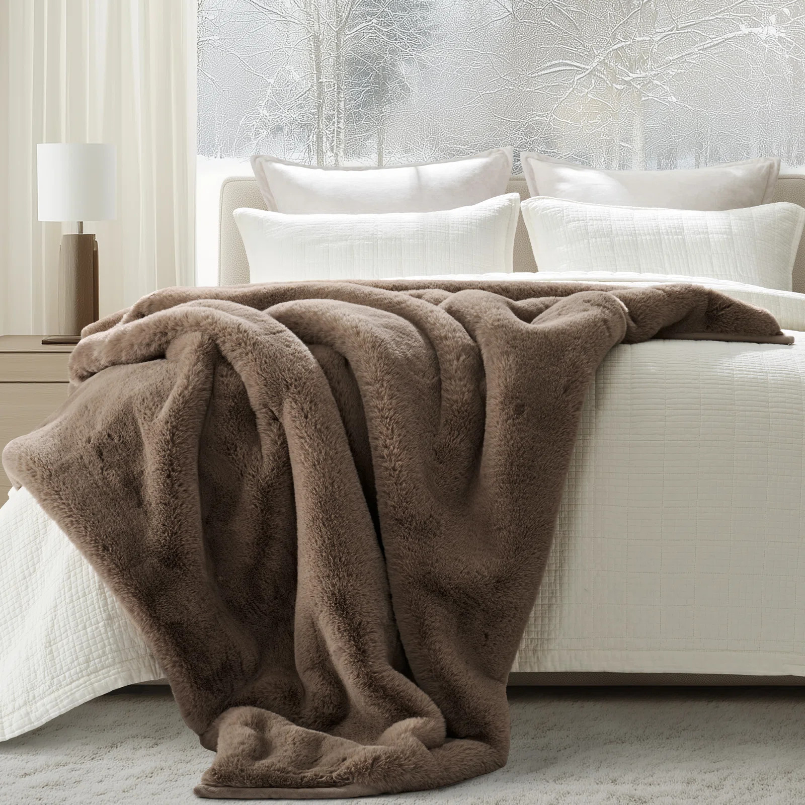 EverGrace Luxury Soft Faux Chinchilla Fur Throw Blanket 1220GSM | Wayfair | Wayfair North America