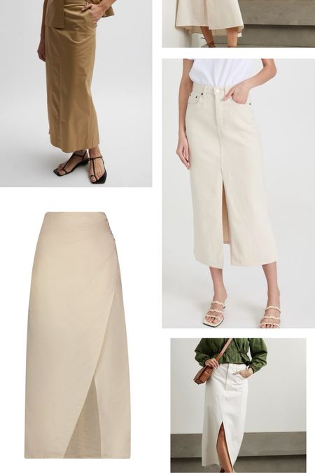 Today was the first day it hit 80* and had me craving a khaki / linen skirt… something nicer than denim and a good in-between option that you could easily wear with your kids but is a bit nicer for say a museum date. Here are some I found! 