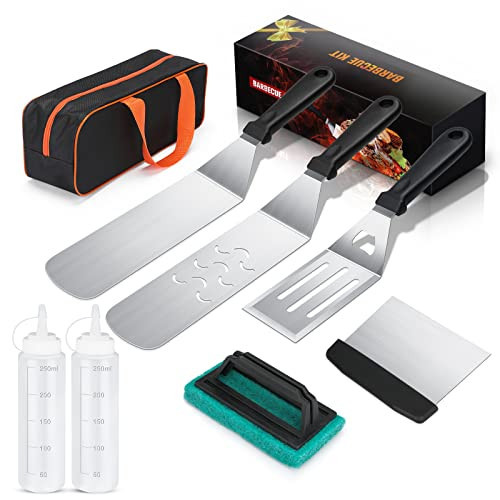 Blackstone Griddle Accessories Kit, 8pcs Flat Top Grill Accessories Set for Blackstone and Camp Chef with Spatula & Carry Bag, Great for Outdoor BBQ & Teppanyaki and Camping (8PC-Black) | Amazon (US)