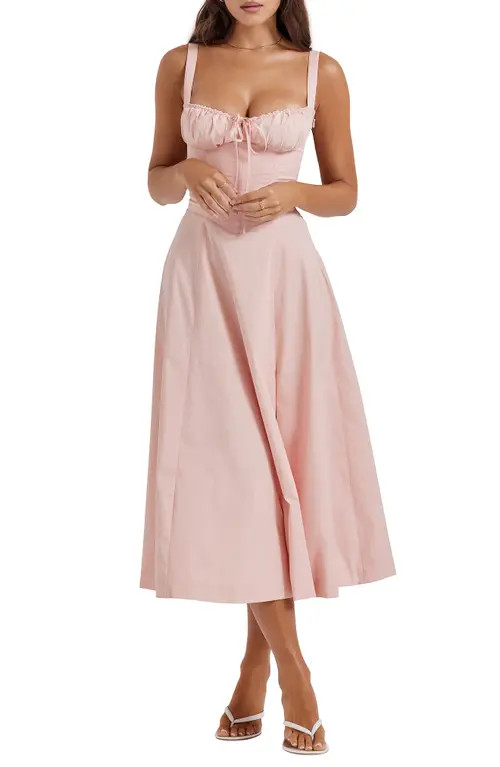 HOUSE OF CB Carmen Bustier Sundress in Soft Peach at Nordstrom, Size X-Small A | Nordstrom