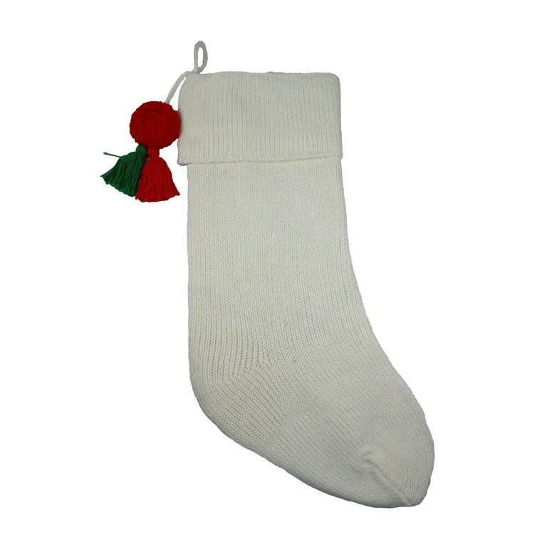 Holiday Time Jumbo White Knit Stocking, 36" | Walmart (US)