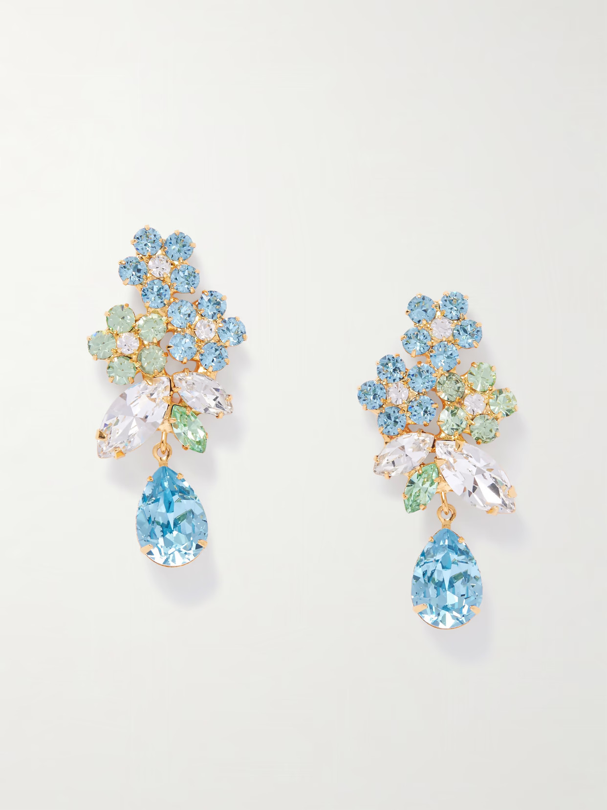 Jennifer Behr - Bouquet Gold-plated Crystal Earrings - Blue | NET-A-PORTER (US)