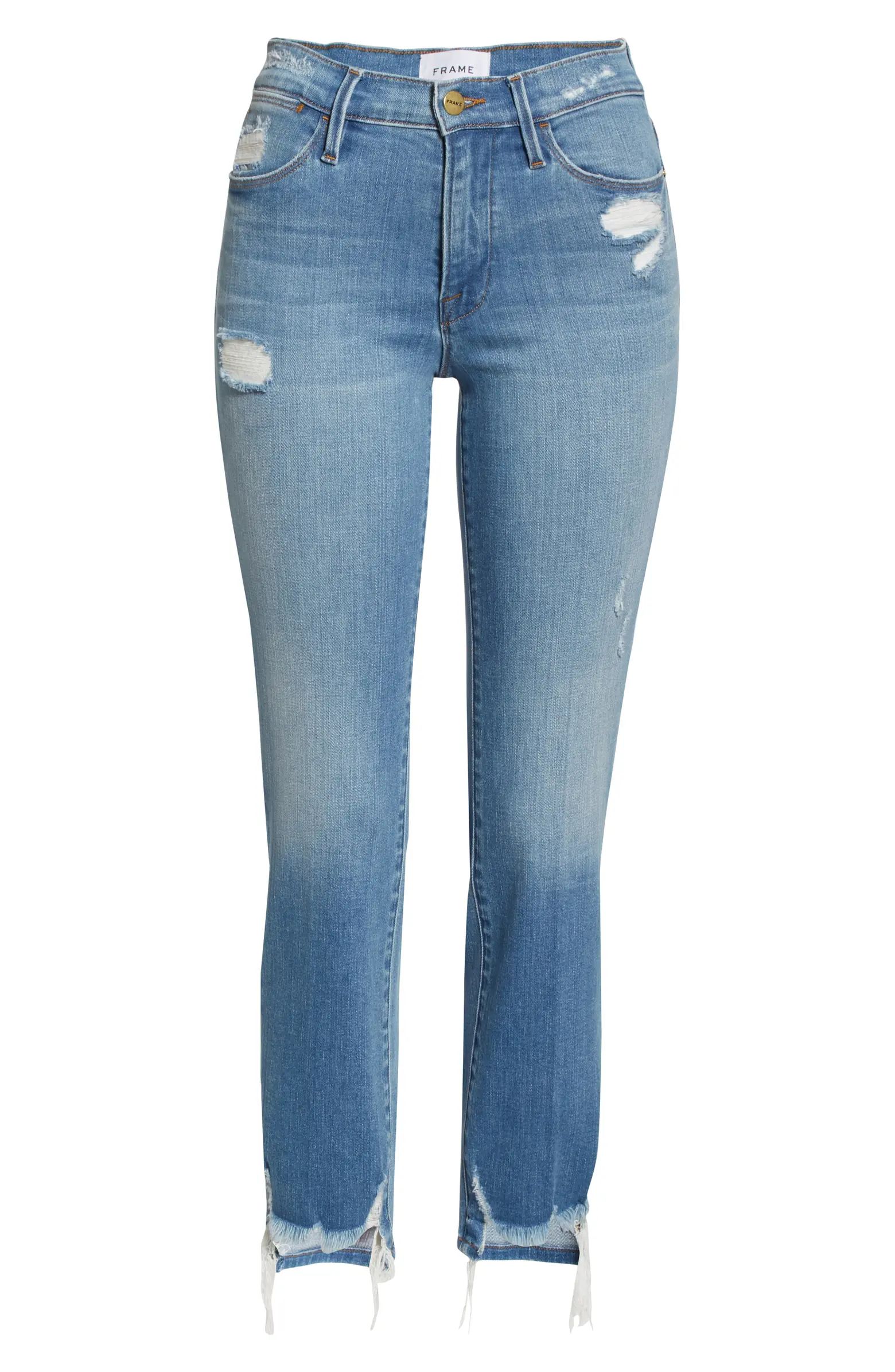 Le High Ripped Straight Leg Jeans | Nordstrom