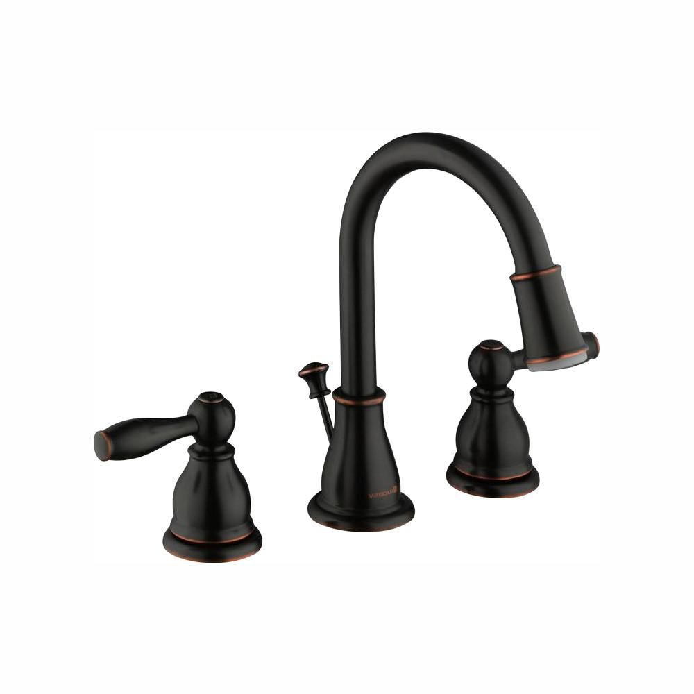 Mandouri 8 in. Widespread 2-Handle LED High-Arc Bathroom Faucet in Bronze | The Home Depot