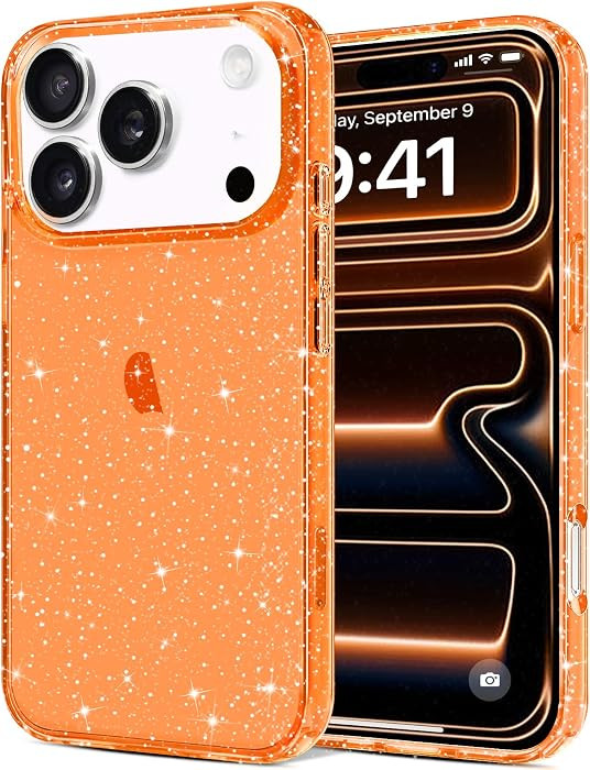 JJGoo Compatible with iPhone 17 Pro Max Case Clear Glitter, Sparkle Soft TPU Transparent Shockpro... | Amazon (US)