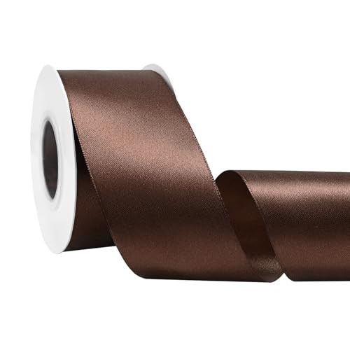 Simplegoal Double Face Brown Satin Ribbon 2 Inch X 25 Yards Polyester Brown Ribbons for Gift Wrapping Fabric Ribbon for Crafts Flower Bouquet Sewing Arts Wedding Party Decoration | Amazon (US)