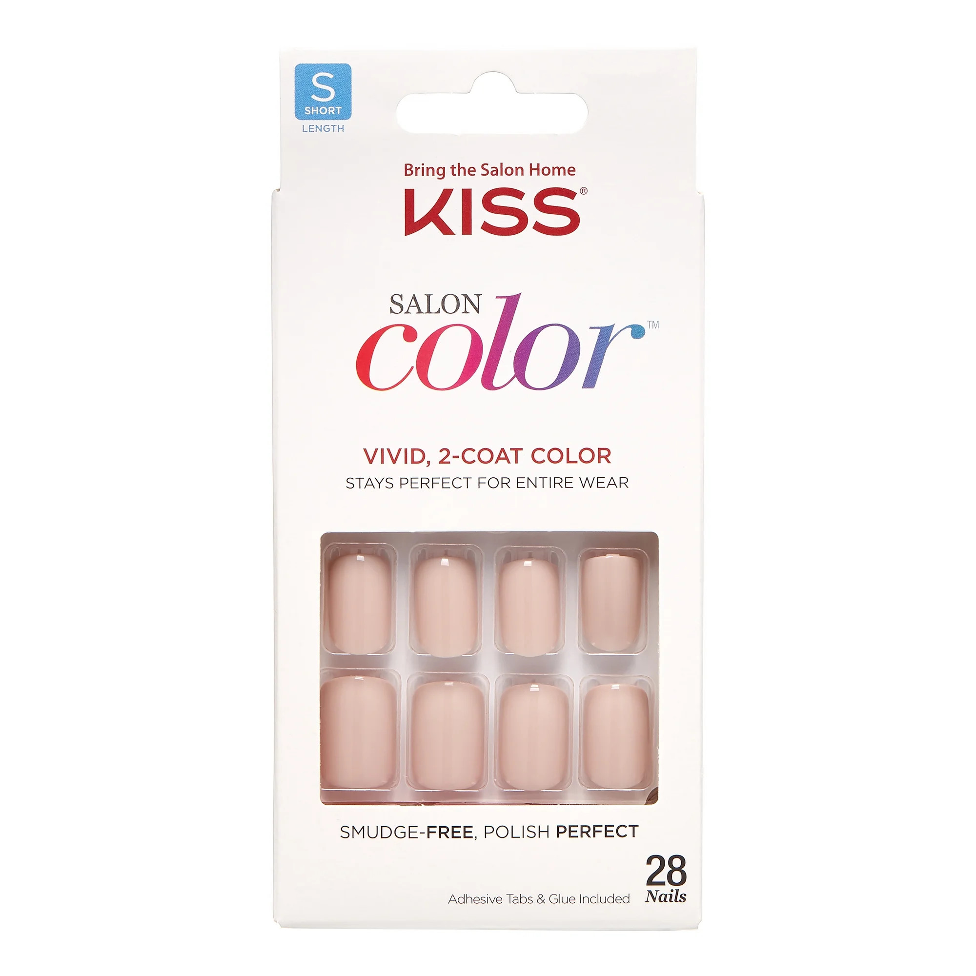 KISS Salon Color Solid Color Fake Nails, White, Short Square, 'Landslide', 31 Ct. | Walmart (US)