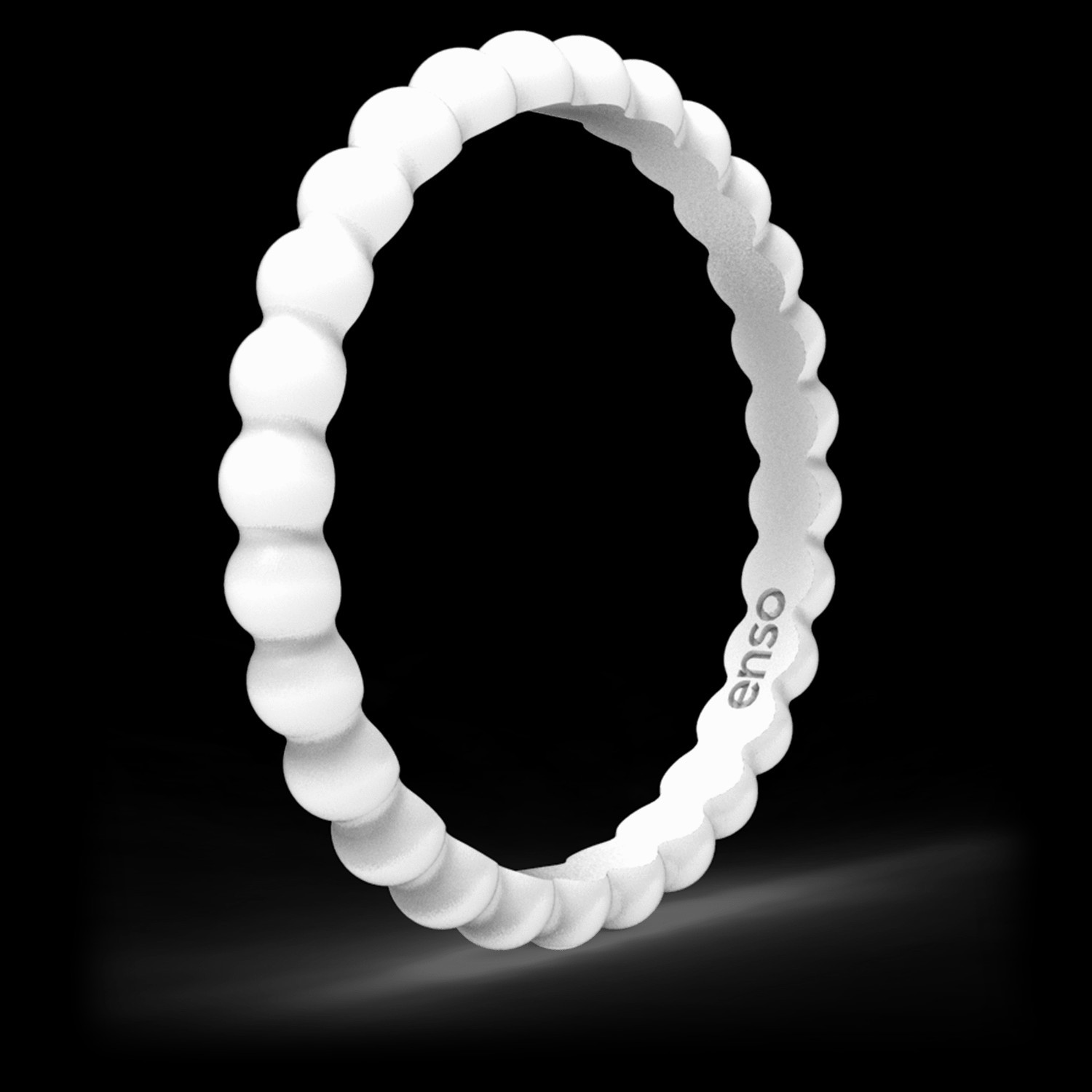 Beaded Stackable Silicone Ring - White | Enso Rings