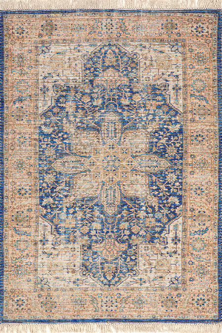 Blue Lennox Medallion Tassel Area Rug | Rugs USA