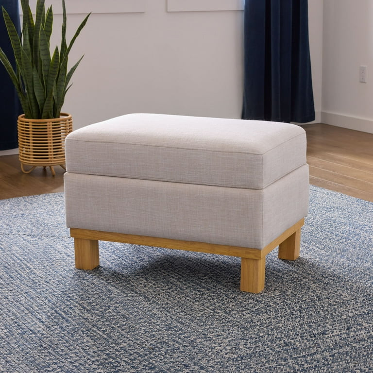 Mayview Upholstered Wood Base Storage Ottoman, Oat | Walmart (US)