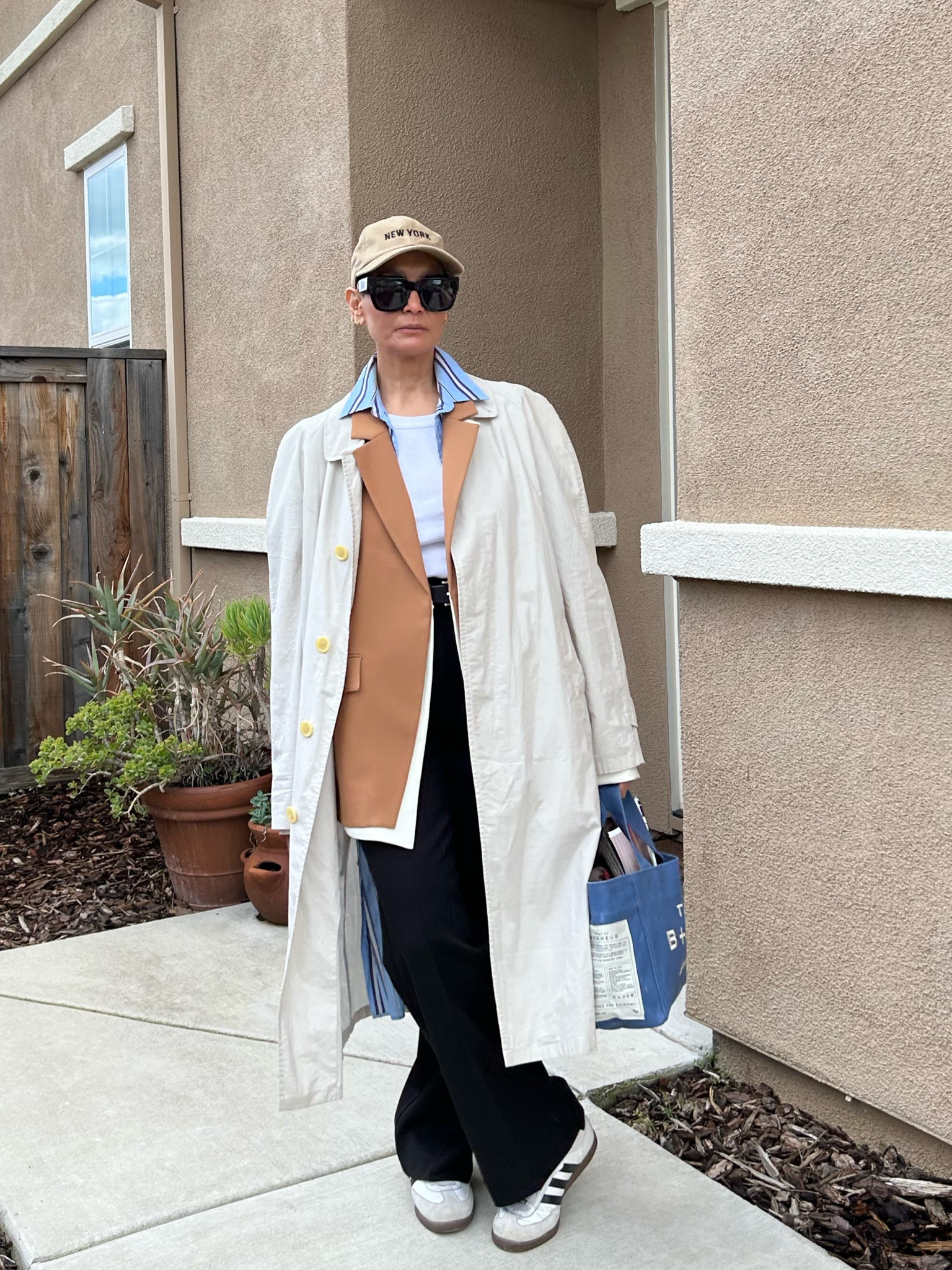 5 day capsule wardrobe utilizing pieces from Kath-a-Porter! Full outfit details:
Tank top @anthropologie
Long button down @h&m
Favorite daughter blazer
Favorite daughter pants
Kath a Porter Burberry trench
Adidas sambas
Hat and sunnies Anthropologie
Bag @bonheurbag

#LTKFind #LTKxadidas #LTKstyletip