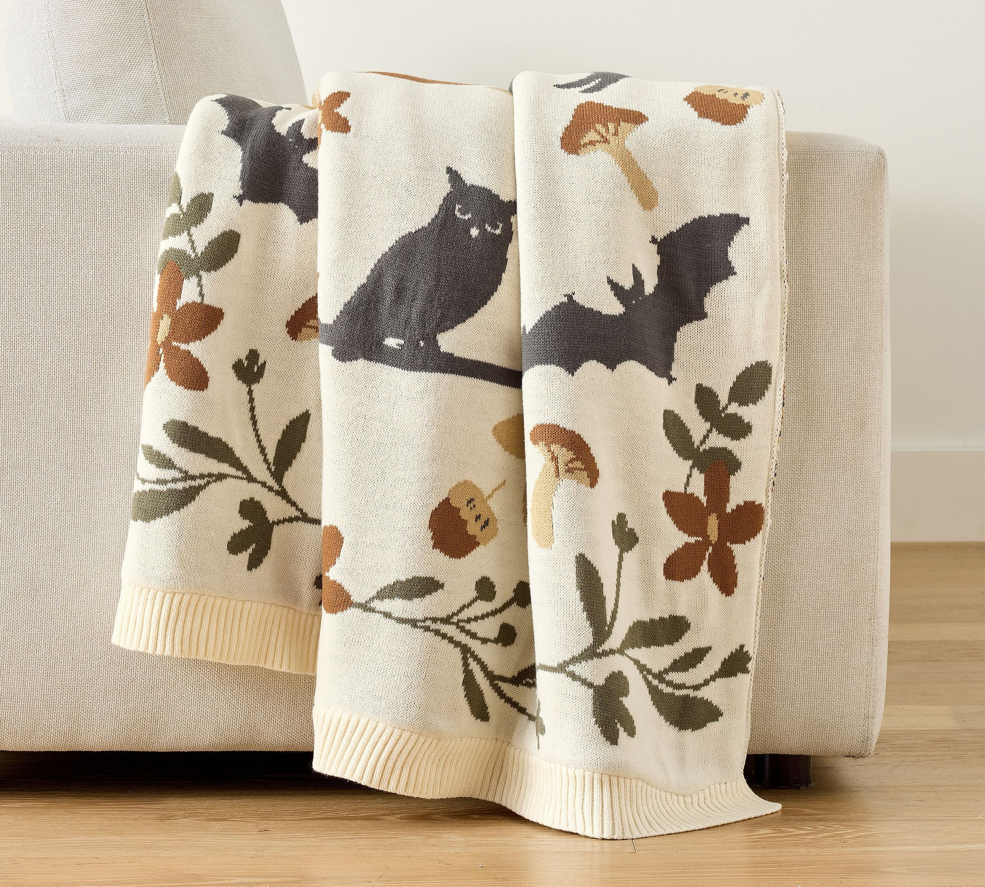 Whimsical Cat Jacquard Throw | Pottery Barn (US)
