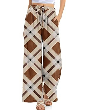 TARSE Women Linen Palazzo Pants Summer Wide Leg Casual Lounge Pant 2026 Beach Travel Vacation Out... | Amazon (US)