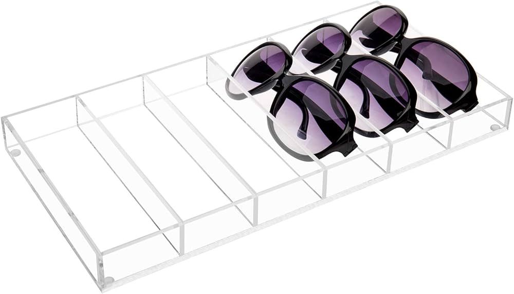 MyGift Premium Clear Acrylic Sunglass Holder Display Tray with 6 Compartments, Drawer Organizer S... | Amazon (US)